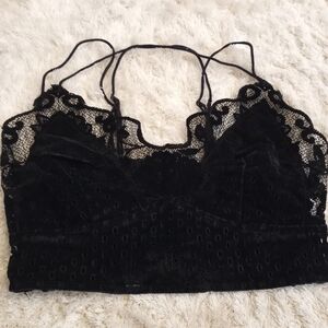 FREE PEOPLE womans top lace and velvet